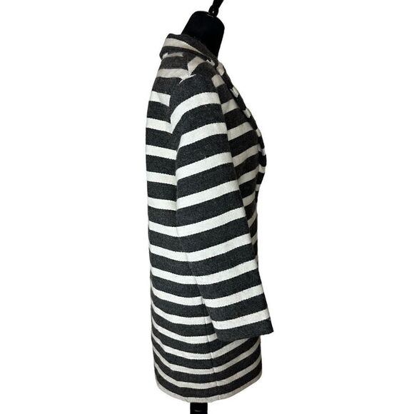 Maje striped Oversize black White Wool Coat sz 36 Small - Picture 5 of 11